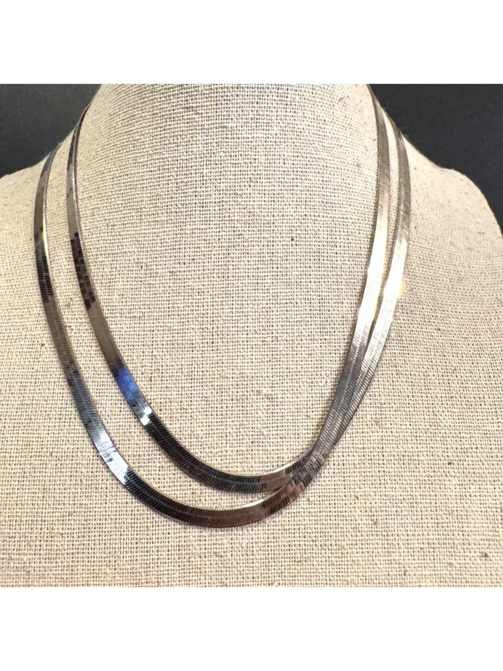 Sterling Silver 925 Herringbone Chain Necklace Lobster Clasp Size 30" Length